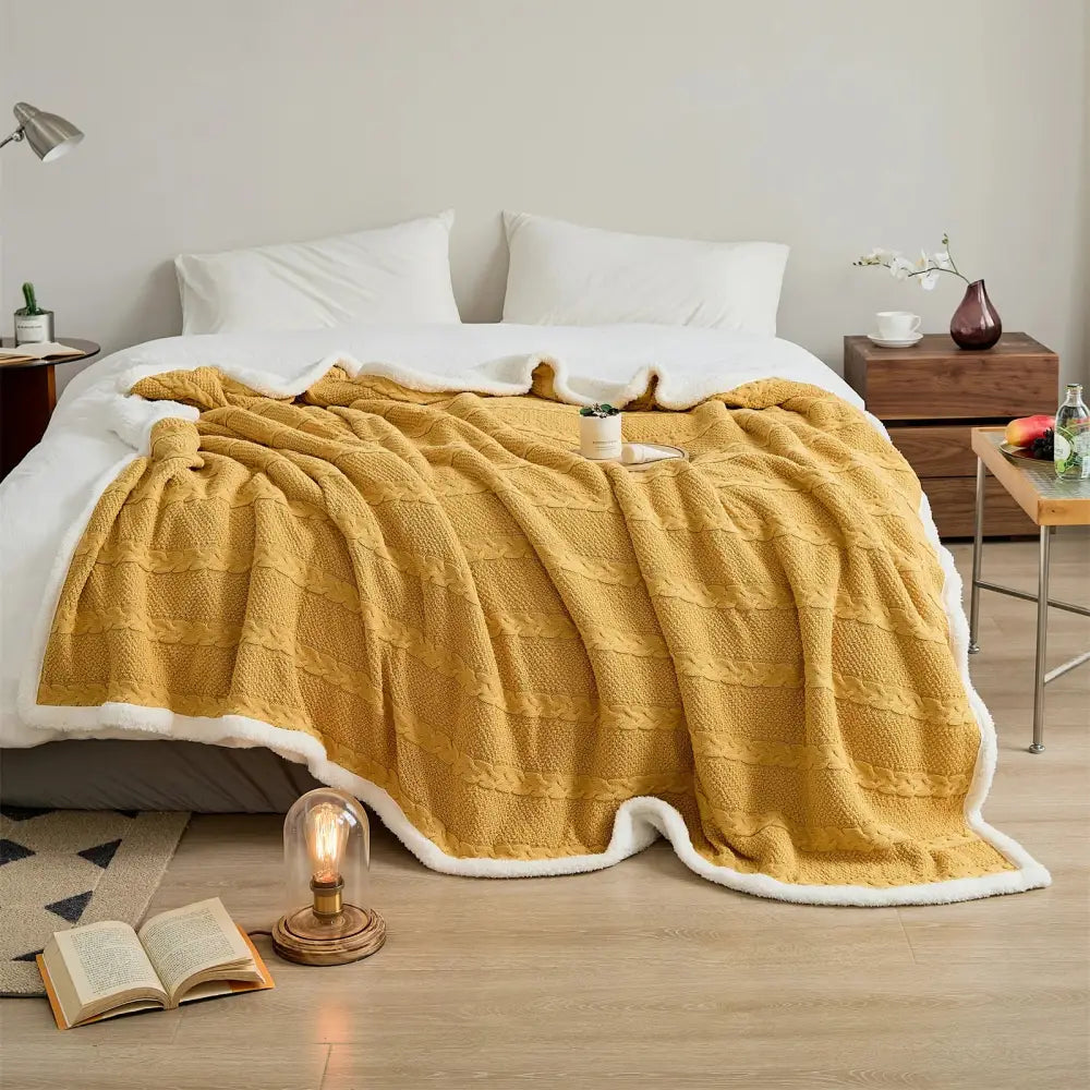 Cable Knit Sherpa Blanket