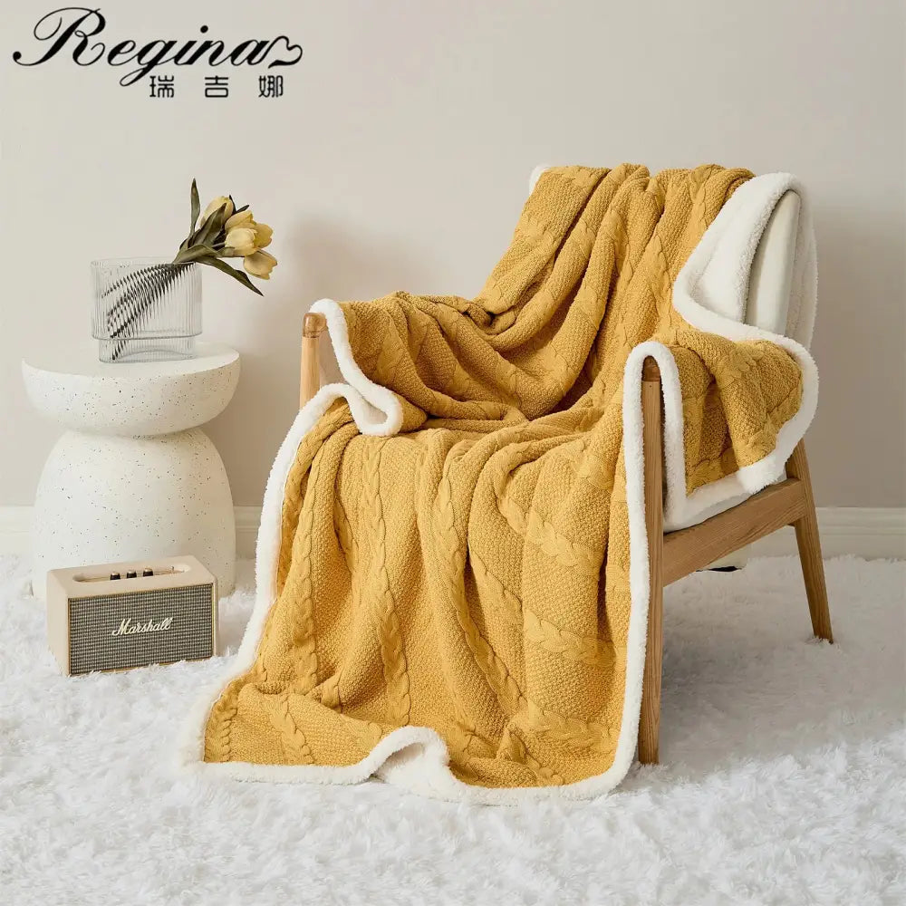 Cable Knit Sherpa Blanket