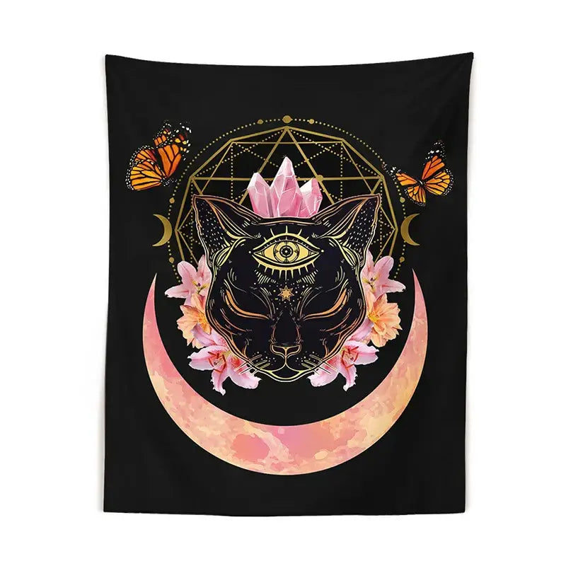 Psychedelic Cat Wall Tapestry