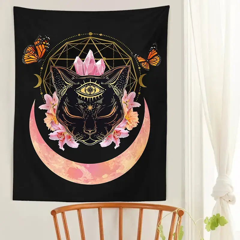 Psychedelic Cat Wall Tapestry