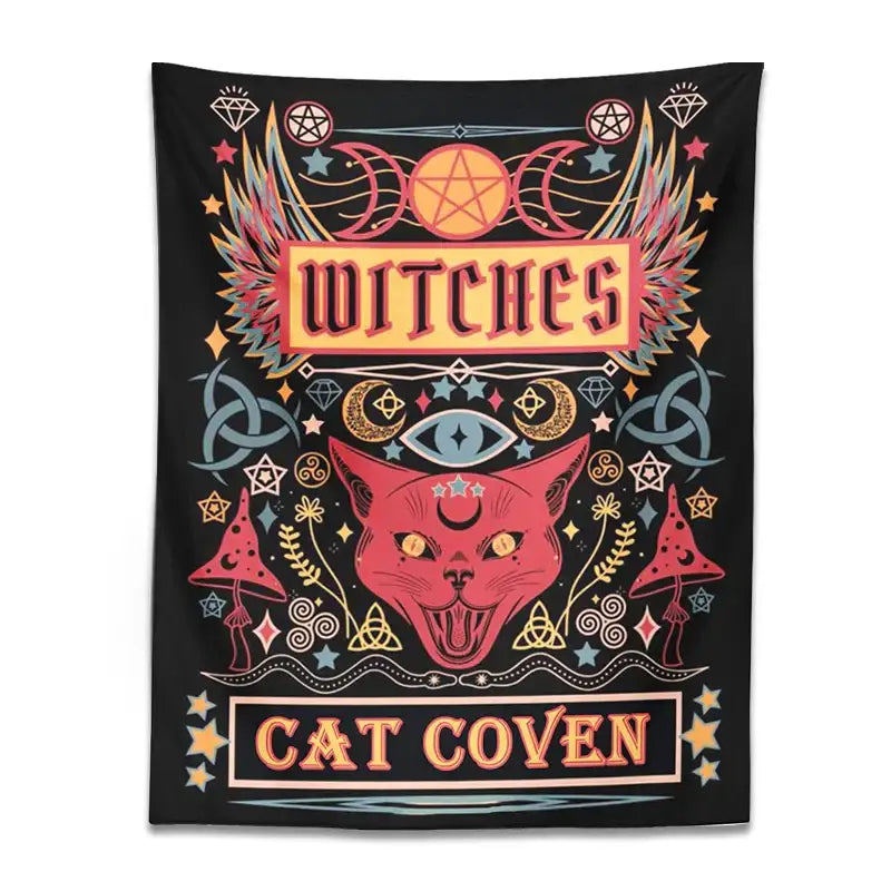 Pink Cat Witchcraft Tapestry