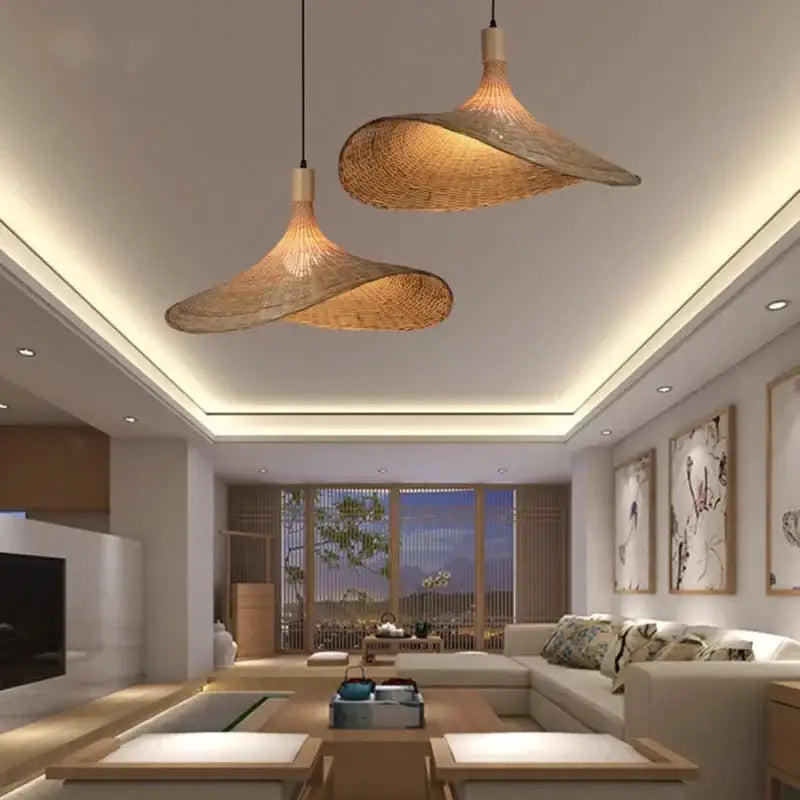 Bamboo Wicker Chandelier Light