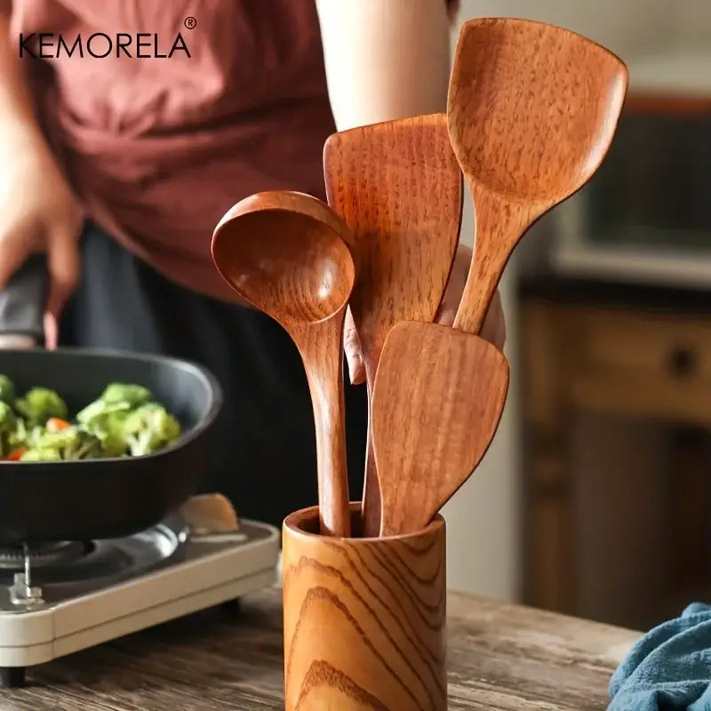 Polished Wood Utensil Set