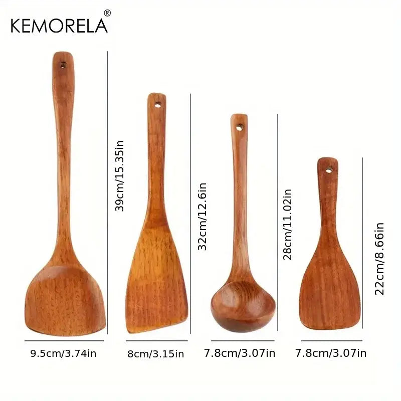 Polished Wood Utensil Set