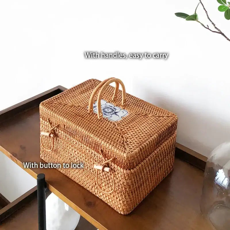 Rattan Ceramic Storage Box