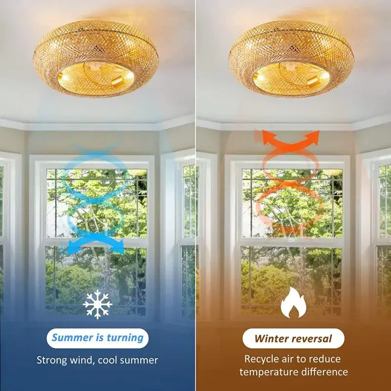 Bamboo Rattan Ceiling Fan