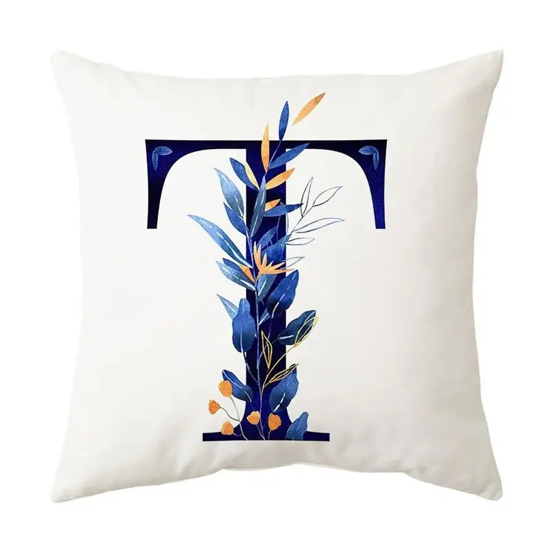 Gold Floral Letter Pillowcase