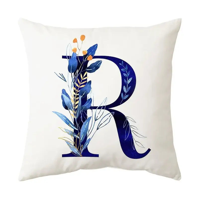 Gold Floral Letter Pillowcase