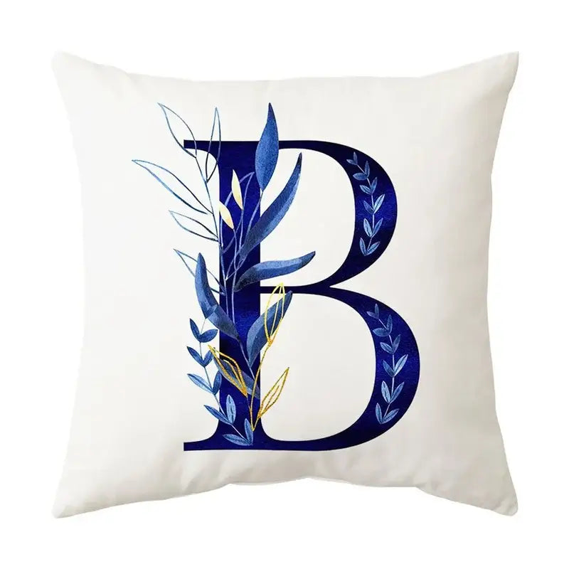 Gold Floral Letter Pillowcase