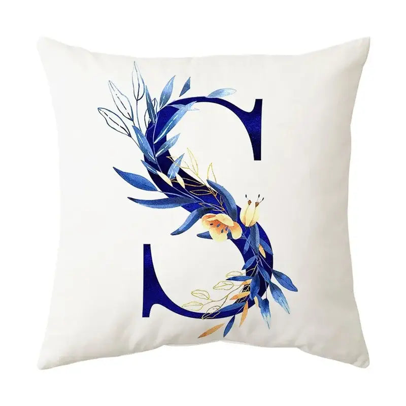 Gold Floral Letter Pillowcase