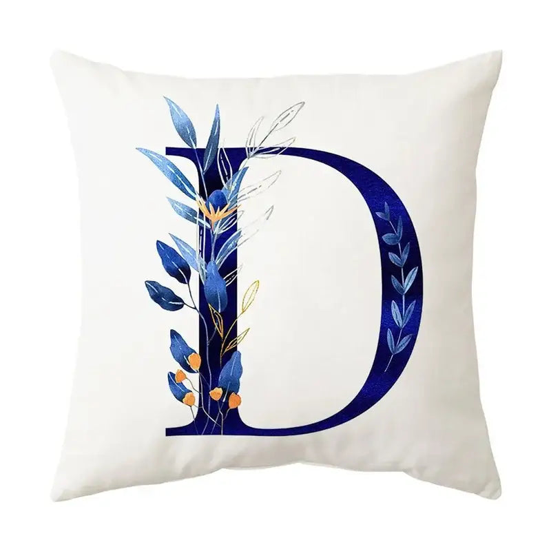 Gold Floral Letter Pillowcase