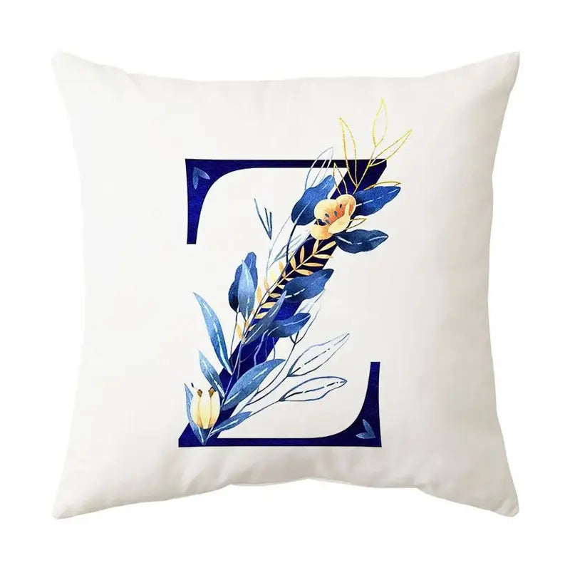 Gold Floral Letter Pillowcase