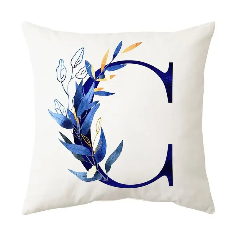 Gold Floral Letter Pillowcase
