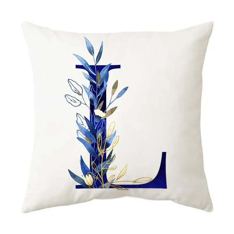Gold Floral Letter Pillowcase