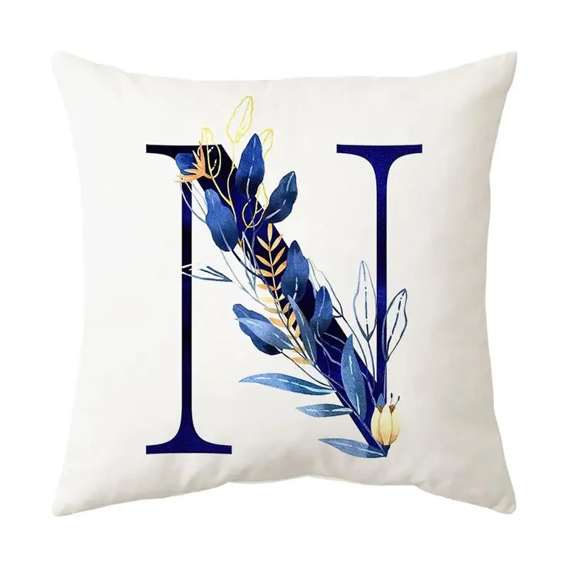 Gold Floral Letter Pillowcase
