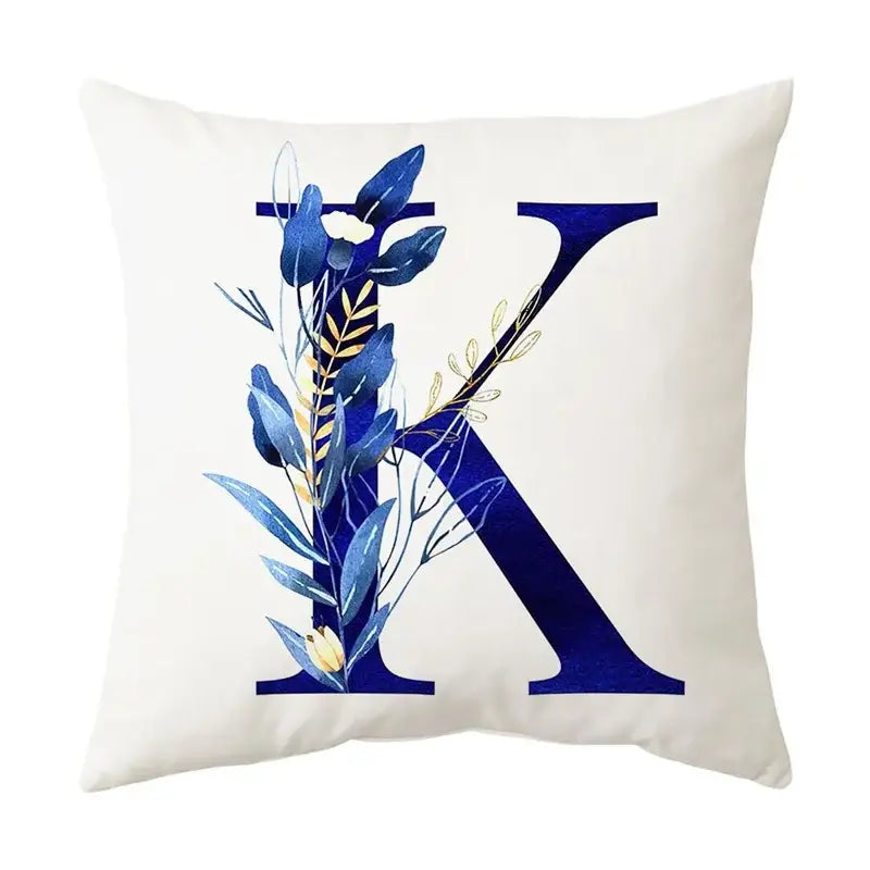 Gold Floral Letter Pillowcase