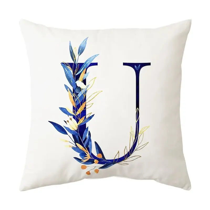 Gold Floral Letter Pillowcase