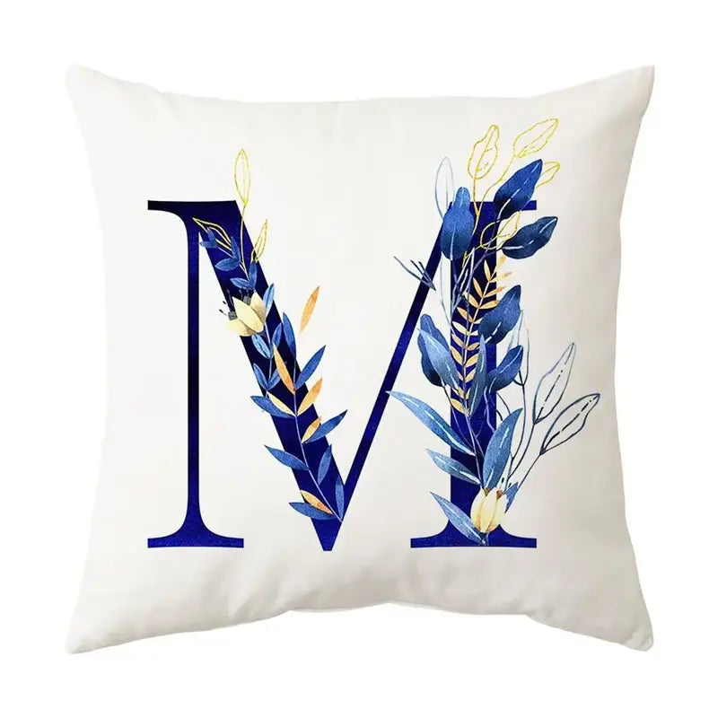 Gold Floral Letter Pillowcase