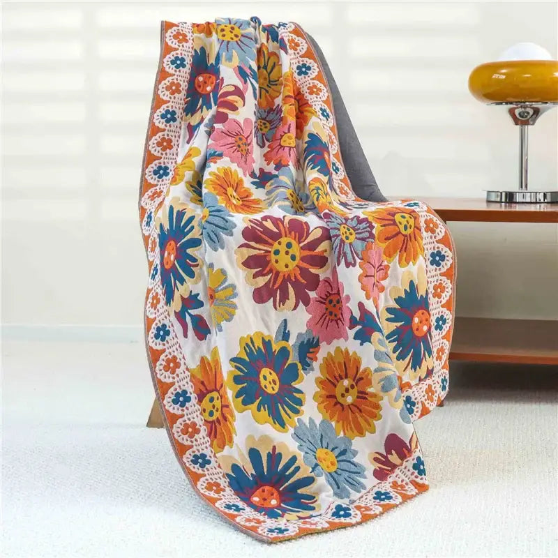 Navy Hibiscus Bath Towel