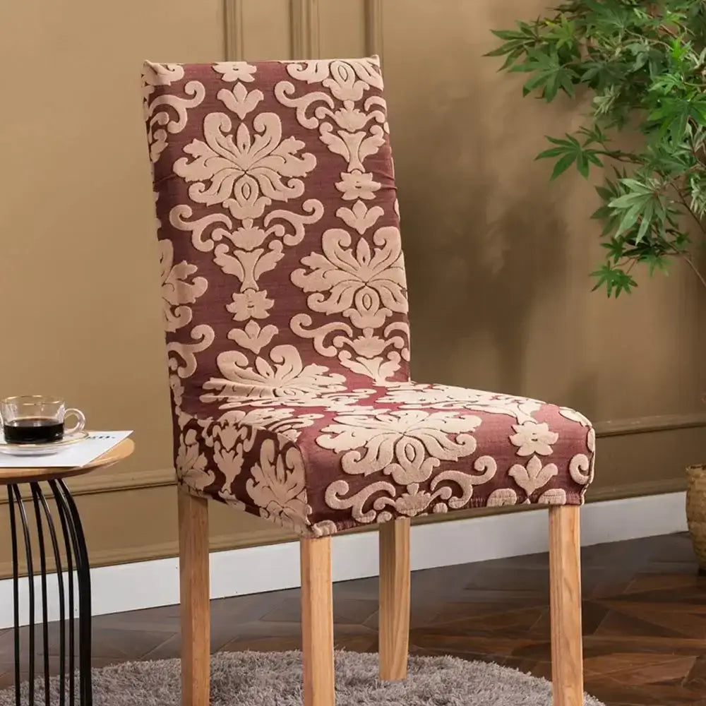 Navy Damask Chair Cover