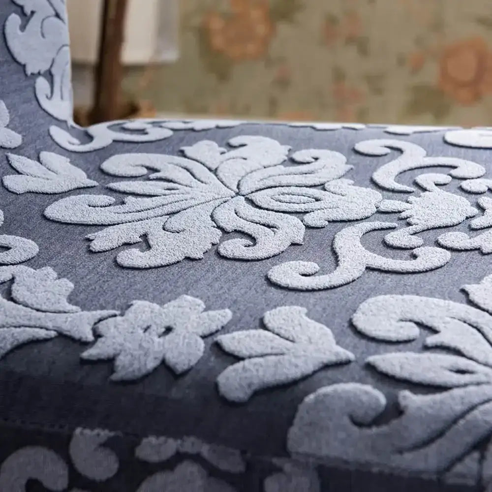 Navy Damask Chair Cover