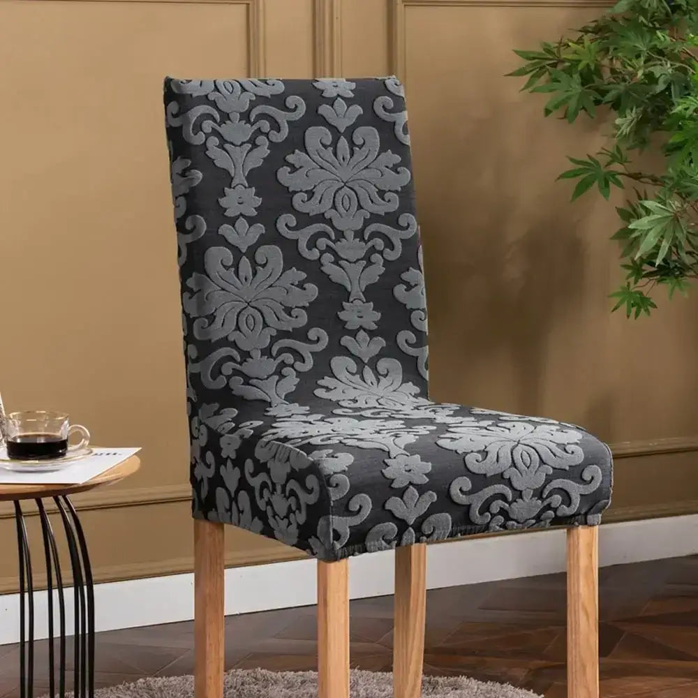 Navy Damask Chair Cover