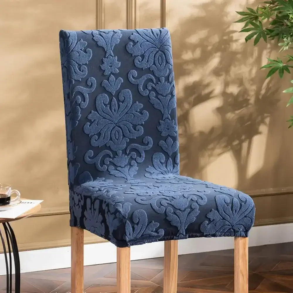 Navy Damask Chair Cover