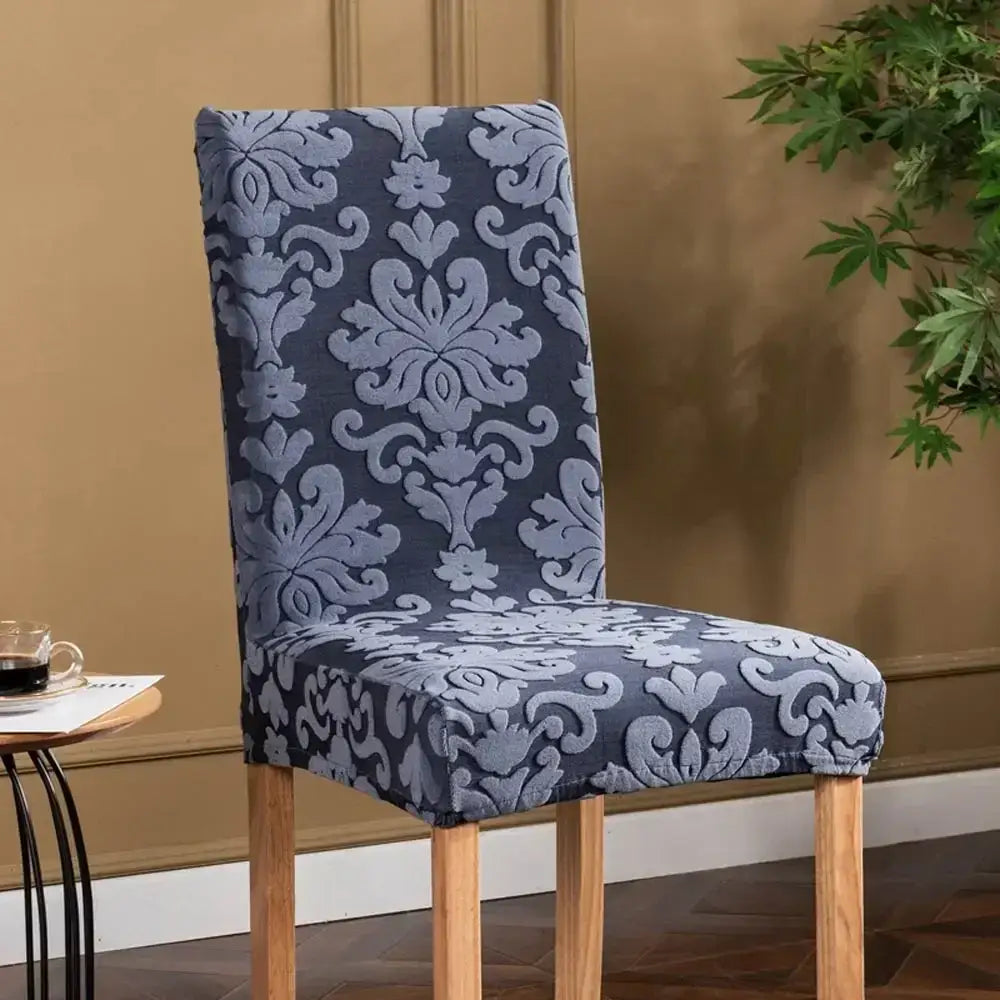 Navy Damask Chair Cover