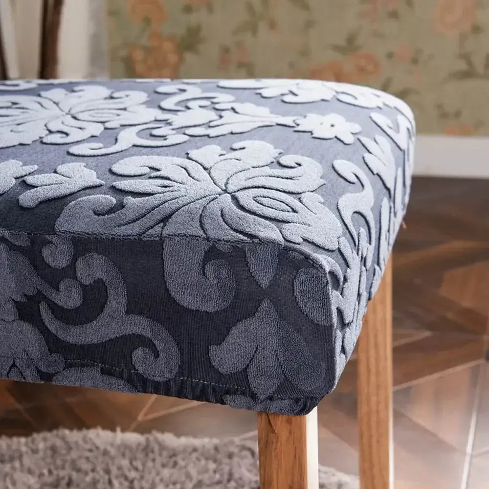 Navy Damask Chair Cover