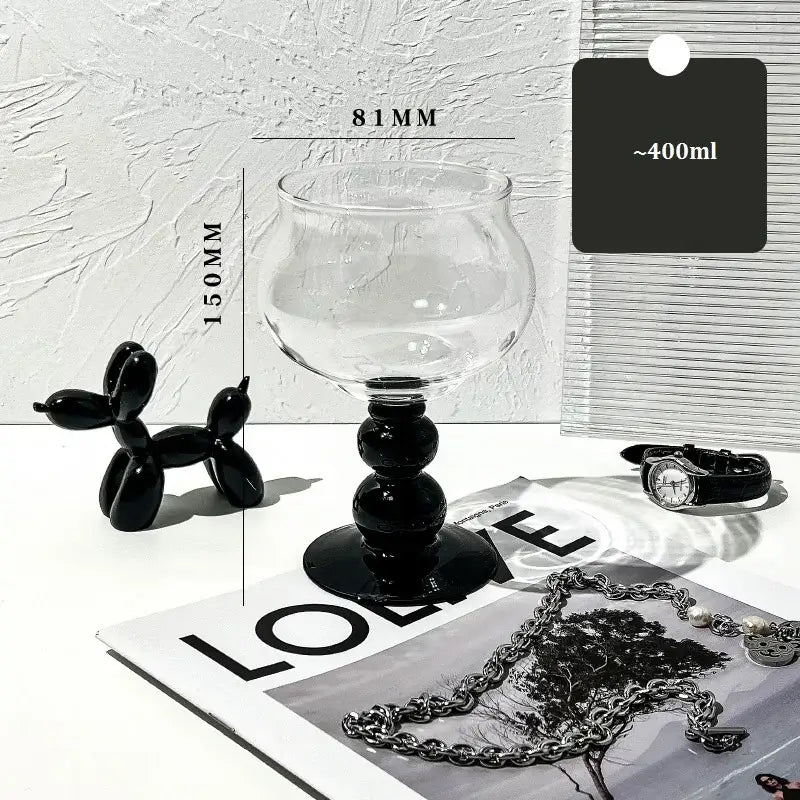 Black Glass Stem Goblet