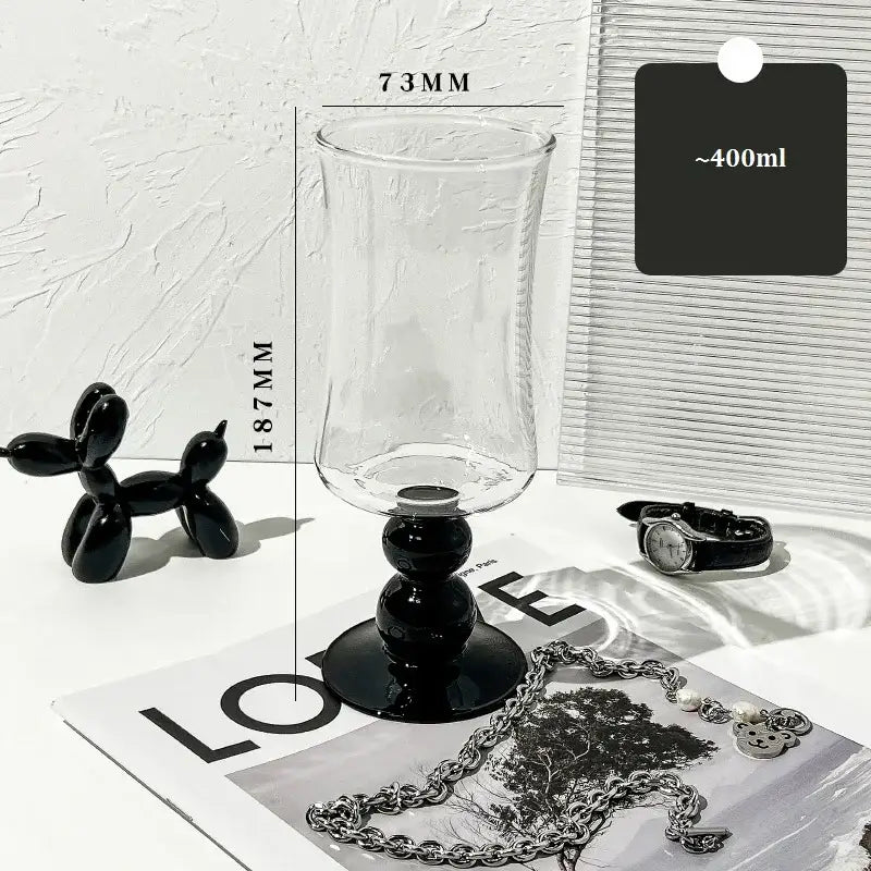 Black Glass Stem Goblet