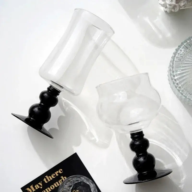 Black Glass Stem Goblet