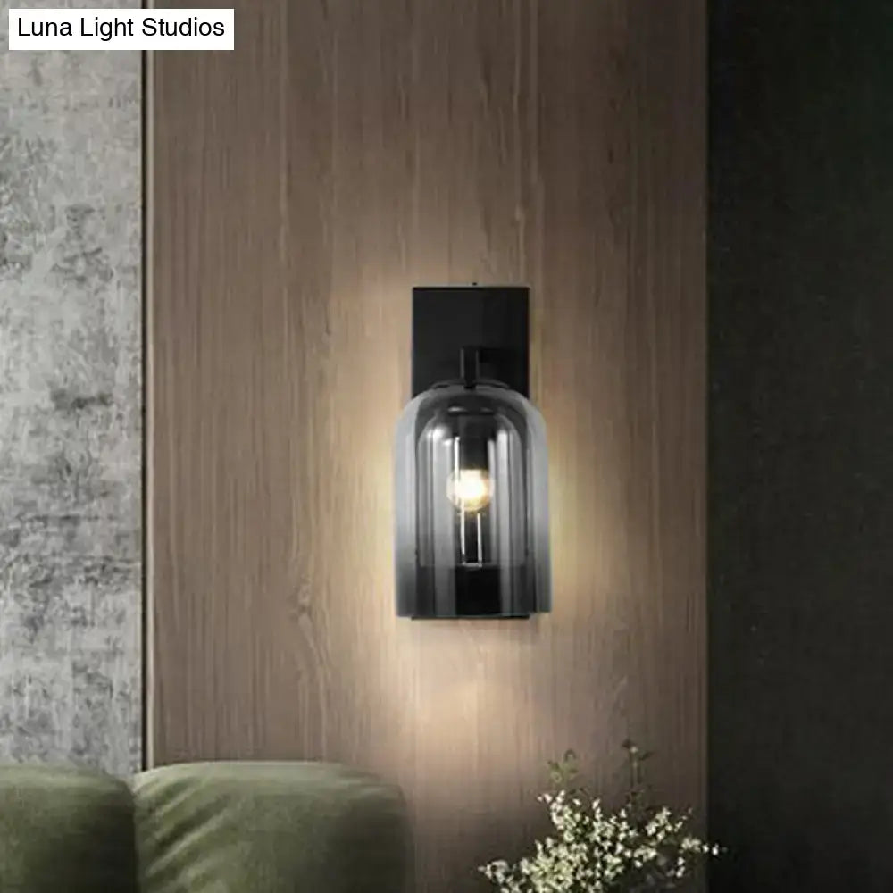 Black Glass Dome Sconce