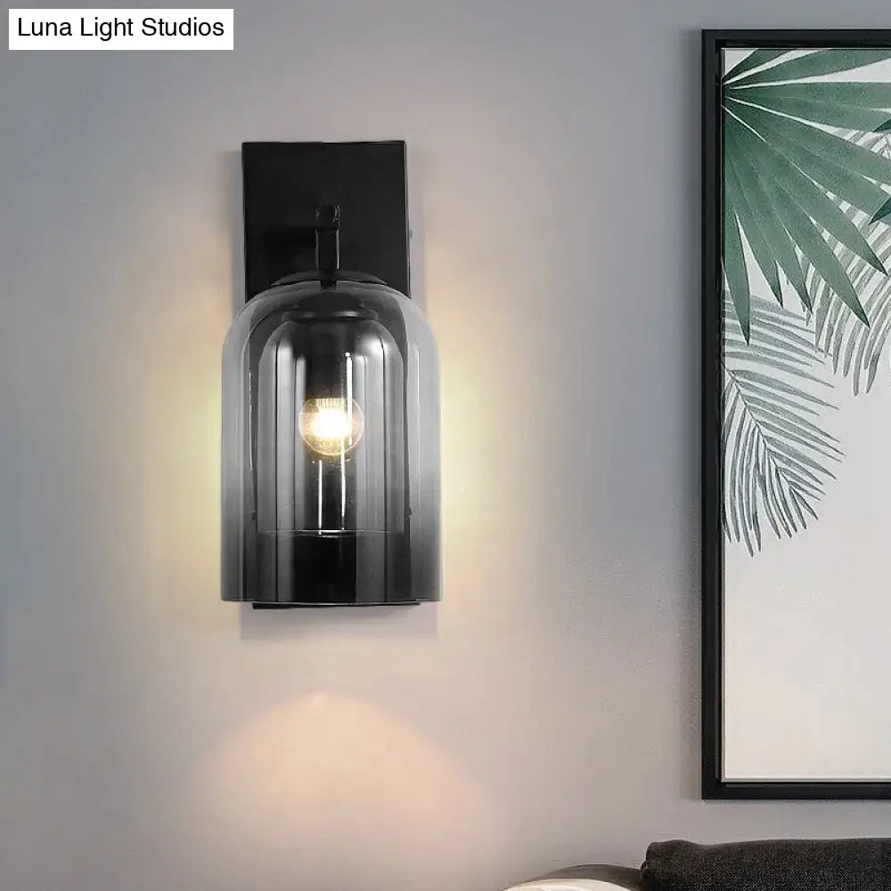 Black Glass Dome Sconce