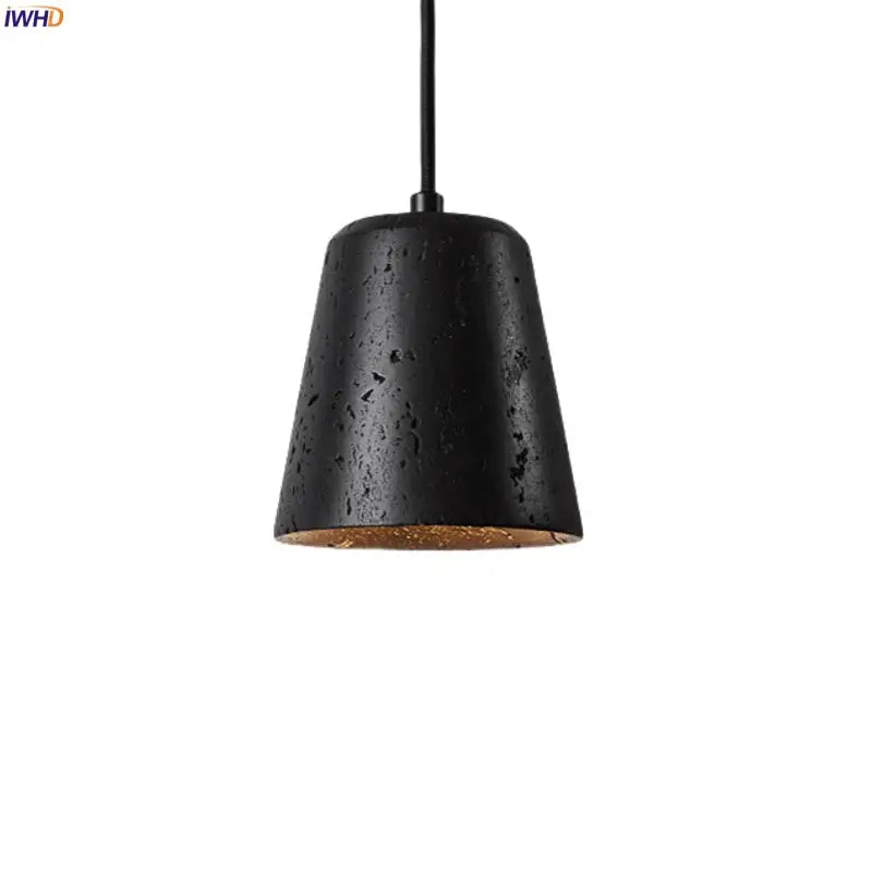 Black Travertine Pendant Light Adjustable Height