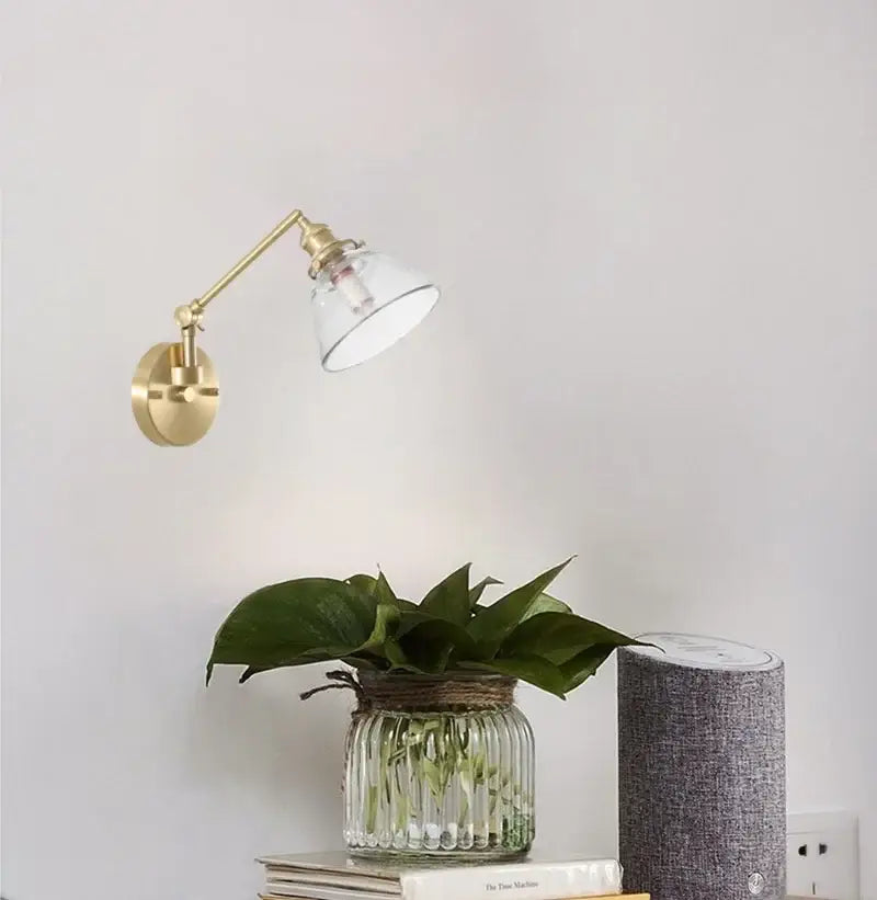 Brass Glass Nordic Bedroom Wall Sconce