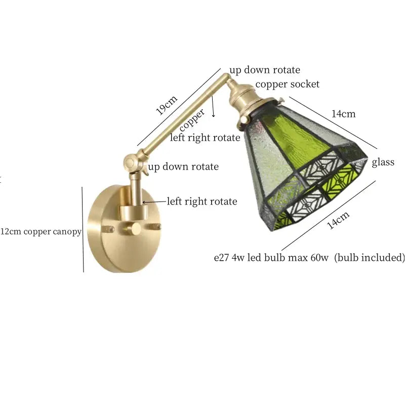 Brass Glass Nordic Bedroom Wall Sconce