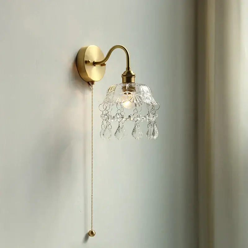 Brass Crystal Glass Sconce