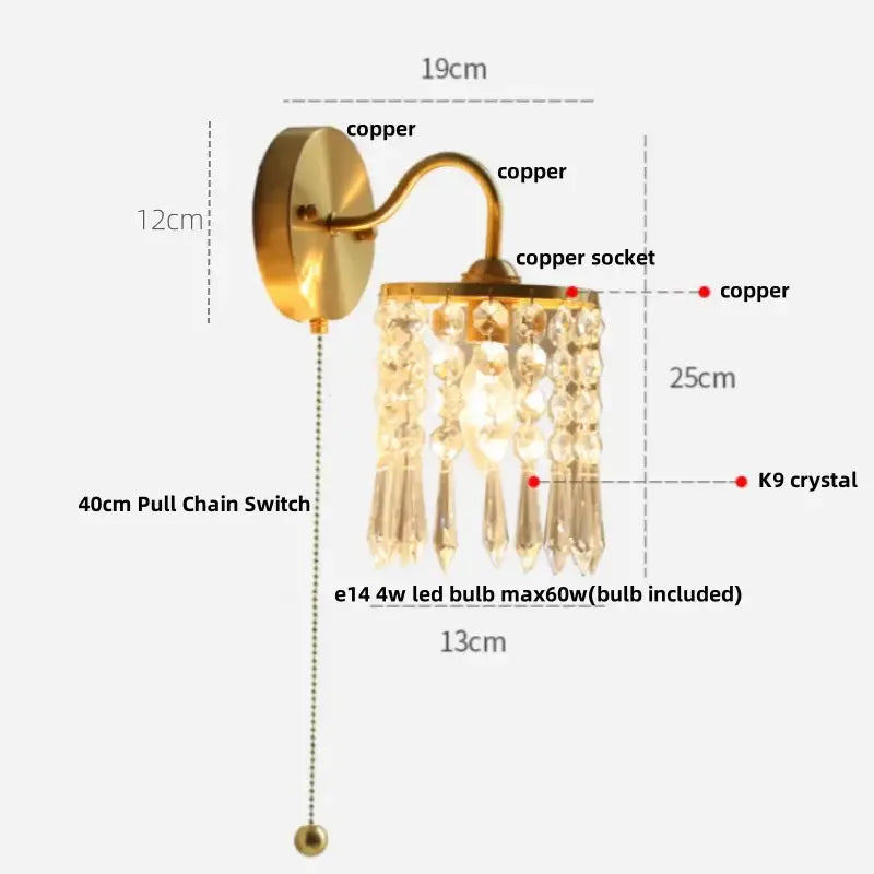 Brass Crystal Glass Sconce