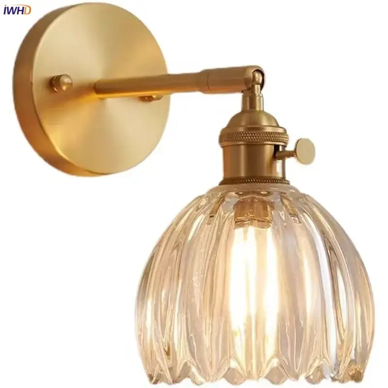 Brass Faceted Glass Nordic Hallway Sconce