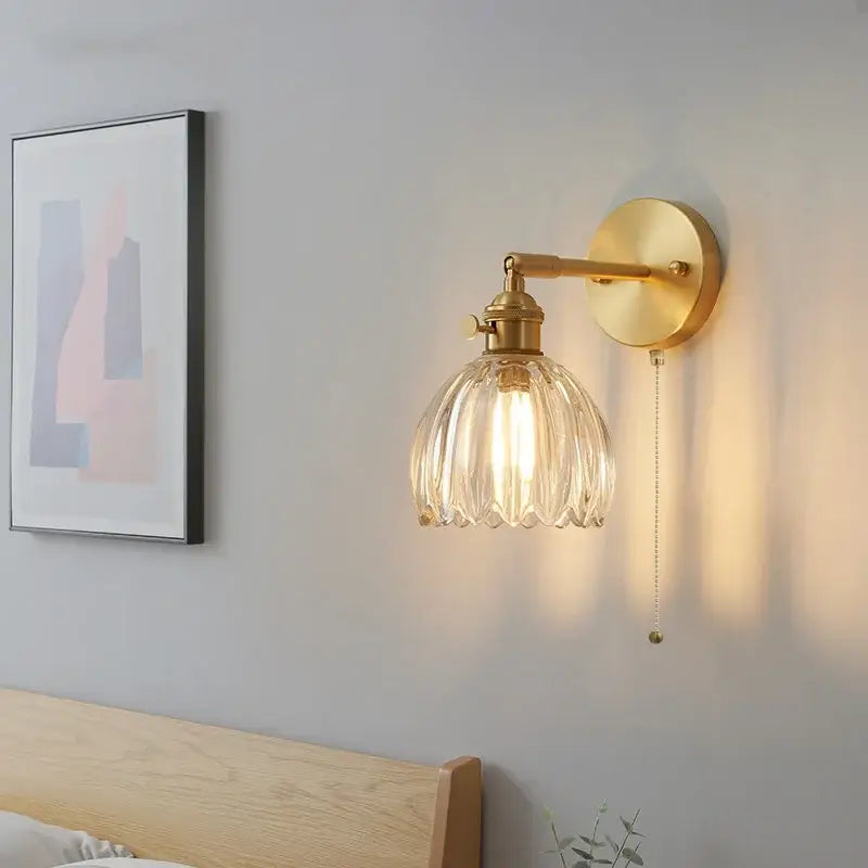 Brass Faceted Glass Nordic Hallway Sconce