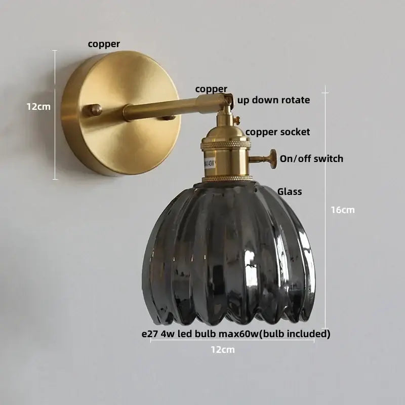 Brass Faceted Glass Nordic Hallway Sconce