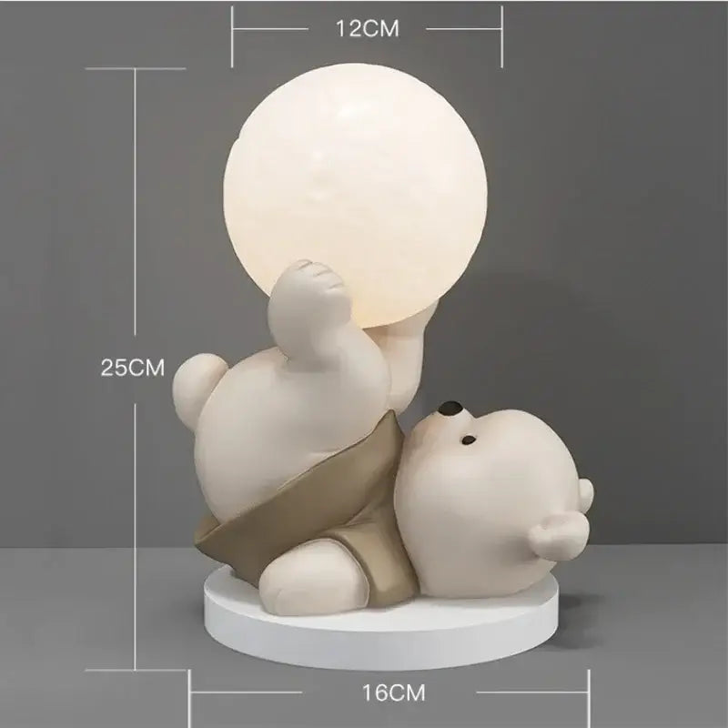 Cream Ceramic Bear Lamp