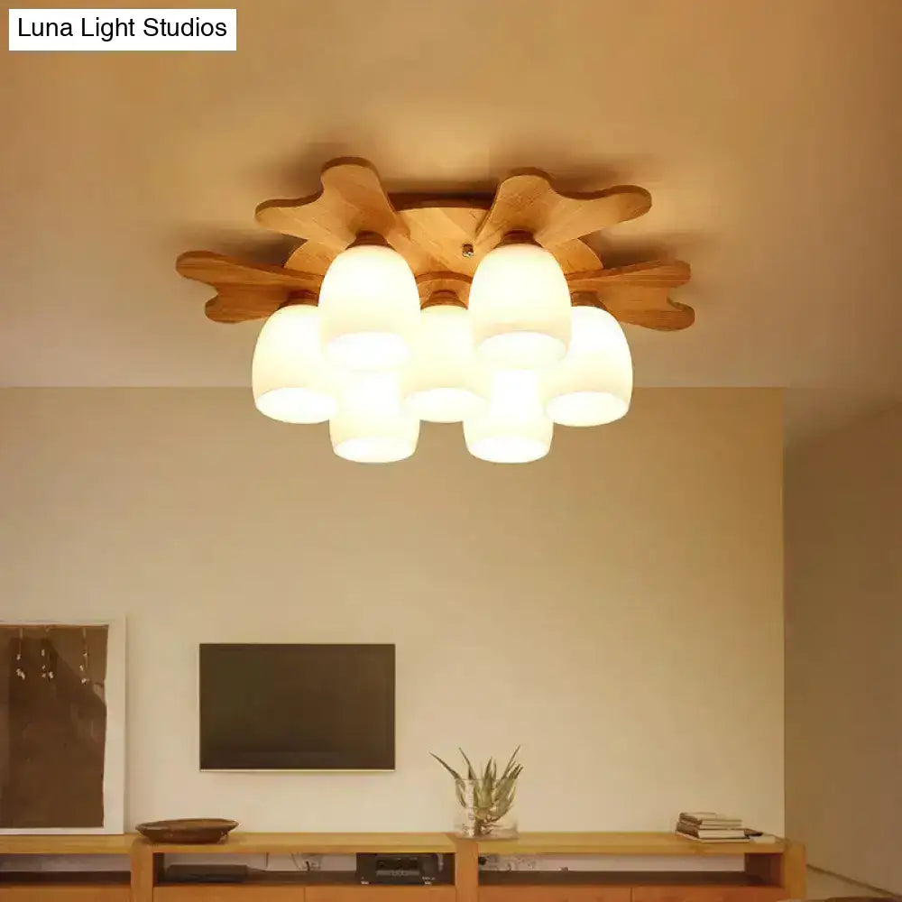 Cream Glass Bell Ceiling Light