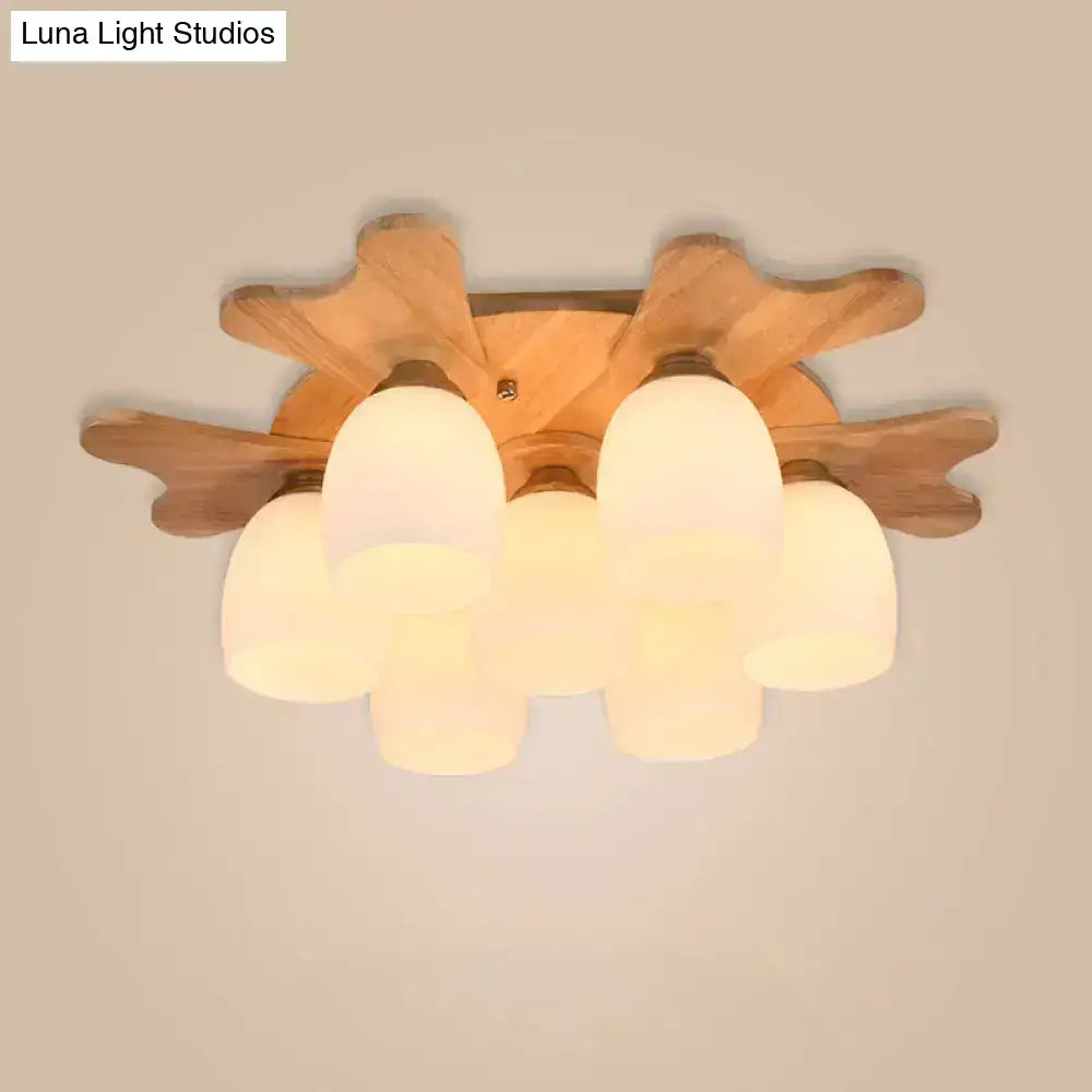 Cream Glass Bell Ceiling Light