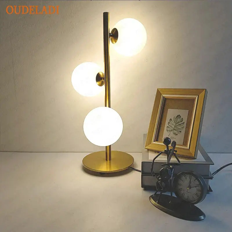 Gold Glass Ball Bedroom Table Lamp