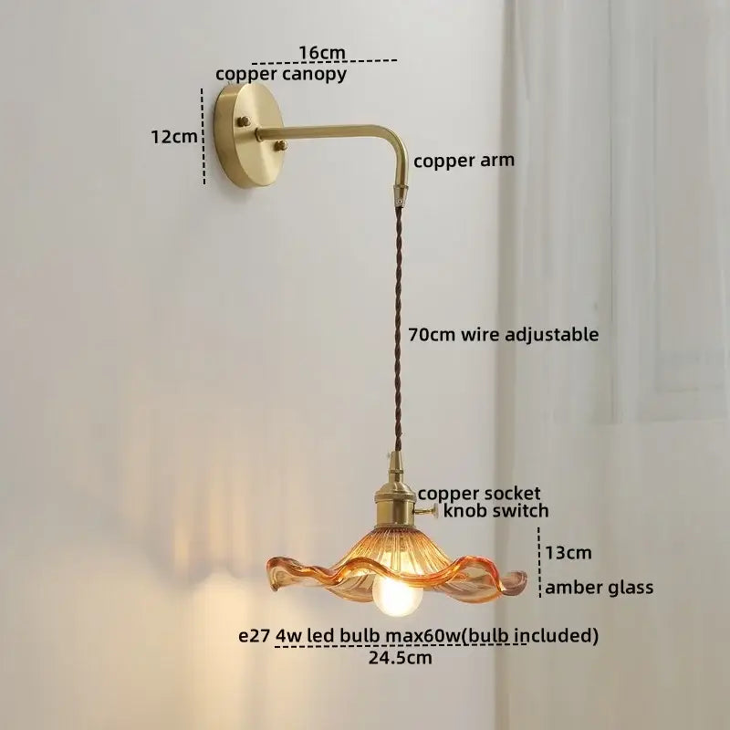 Gold Etched Glass Wall Lamp