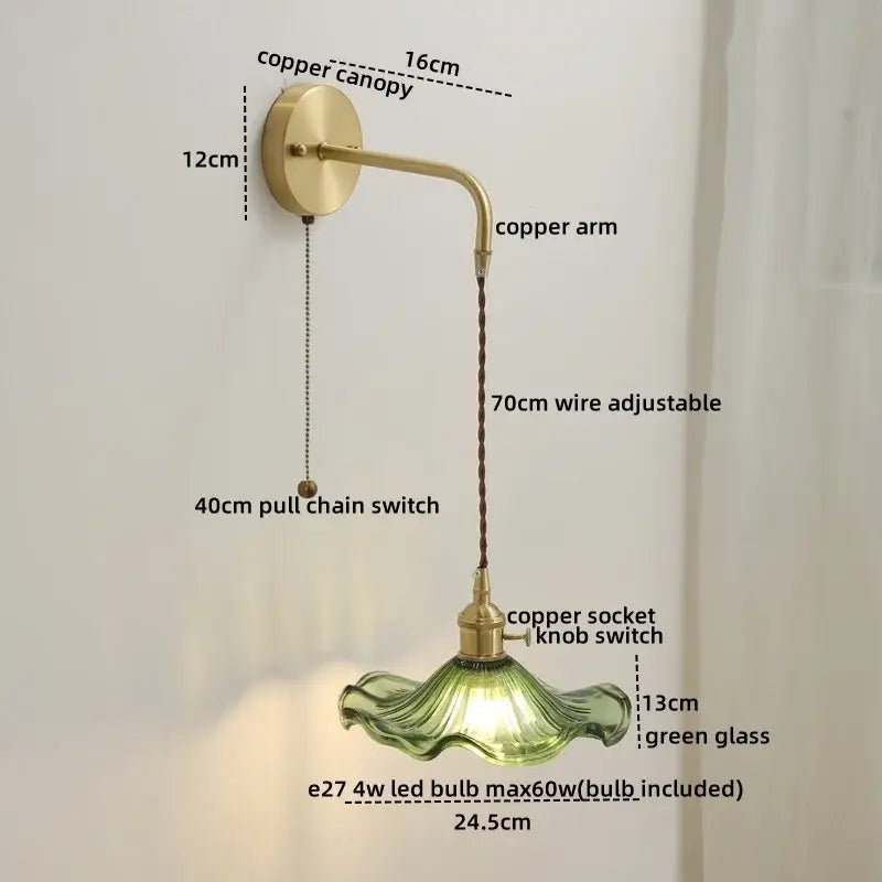 Gold Etched Glass Wall Lamp