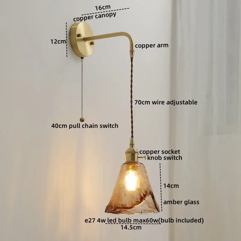 Gold Etched Glass Wall Lamp