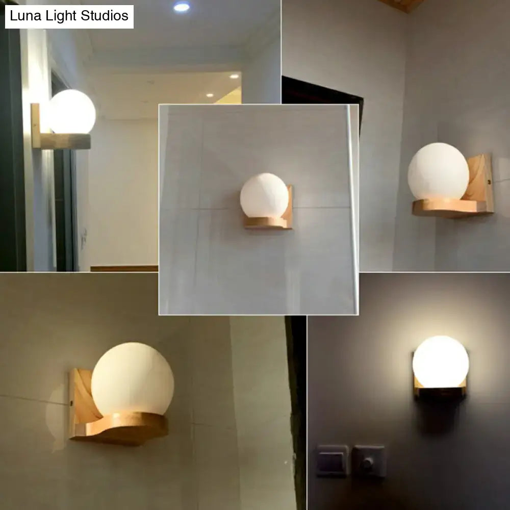 Opal Glass Wood Sconce